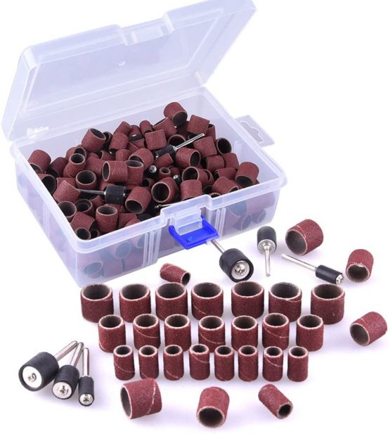 AUSTOR 252 Pieces Sanding Drum Kit with Free Box Including 240 Pieces Drum Sander Nail Sanding Band Sleeves and 12 Pieces Drum Mandrels for Dremel Rotary Tool. - Image 2