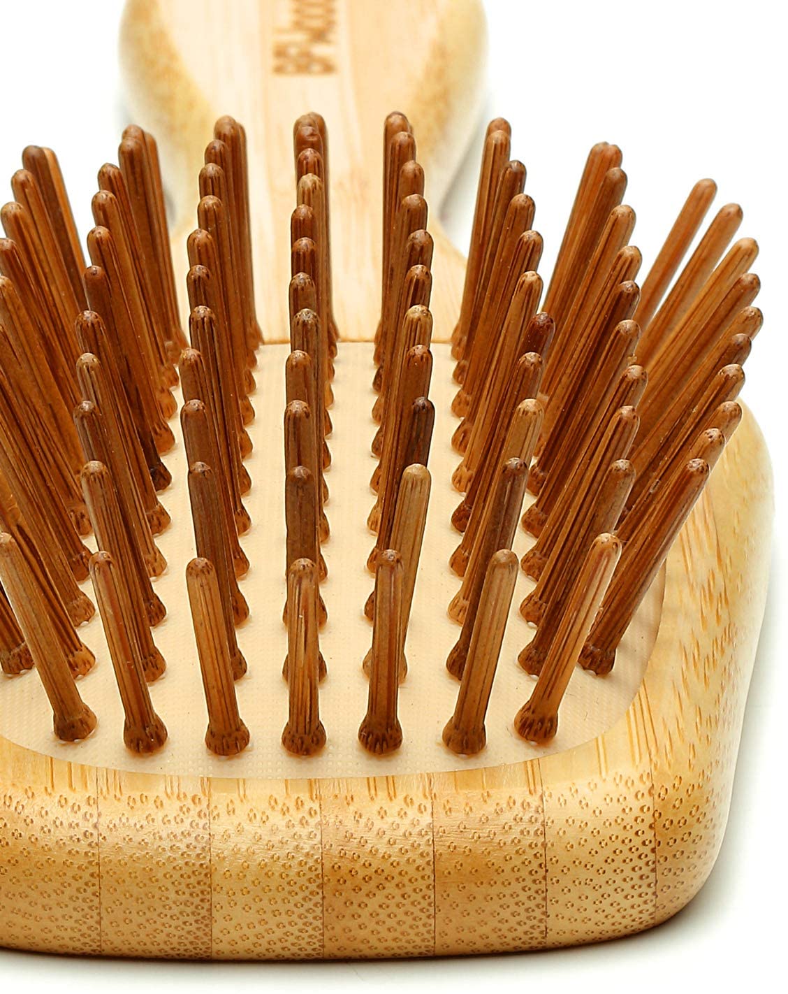 BFWood Bamboo Handle with Bamboo Bristles Paddle Hairbrush for Massaging Scalp - Big Handle - Image 2
