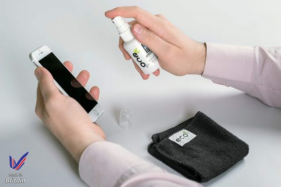 Ecomoist Natural Screen Cleaner 100ml with Fine Microfiber Towel For LCD TFT Plasma Computer Laptop Mobile Touch Screen Tablet Eco Friendly Green Product Kills 99.99% Germs Made in UK - Image 2