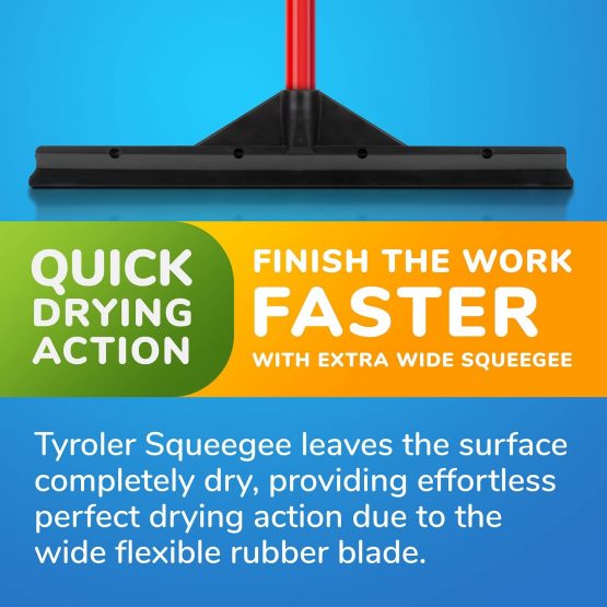 Tyroler Bright Tools Floor Squeegee Heavy Duty 46 Cm Solid Natural Rubber Blade Long 4 Parts Handle 140 cm - Dries Flat and Curved Surfaces - Best for Washing, Drying, Bathroom, Wet Room, Floor - Image 3