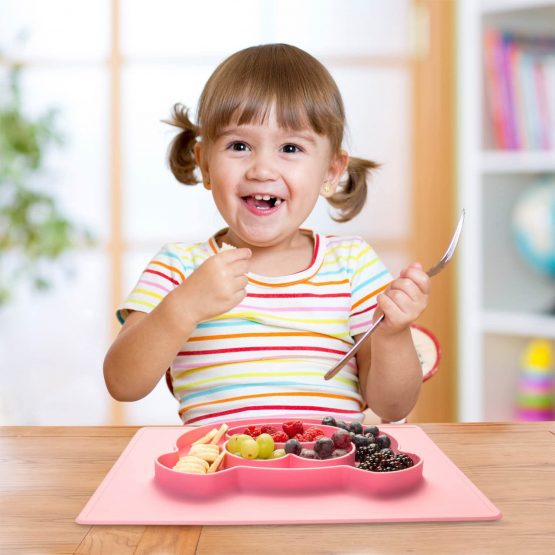 Kids Plate Baby Silicone Eating Mat Place Mat Placemat Anti-Slip Baby Plate (Panda, Red) - Image 4