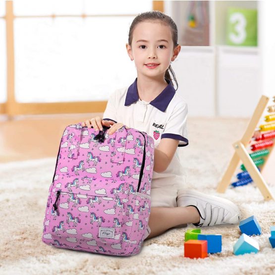 Children Backpack for Girls, Kasgo Cute Primary Schoolbag Book Bag School Backpack Toddler Rucksack for Kindergarten Preschool Girls Lightweight Daypack with Chest Strap in Unicorn - Image 2