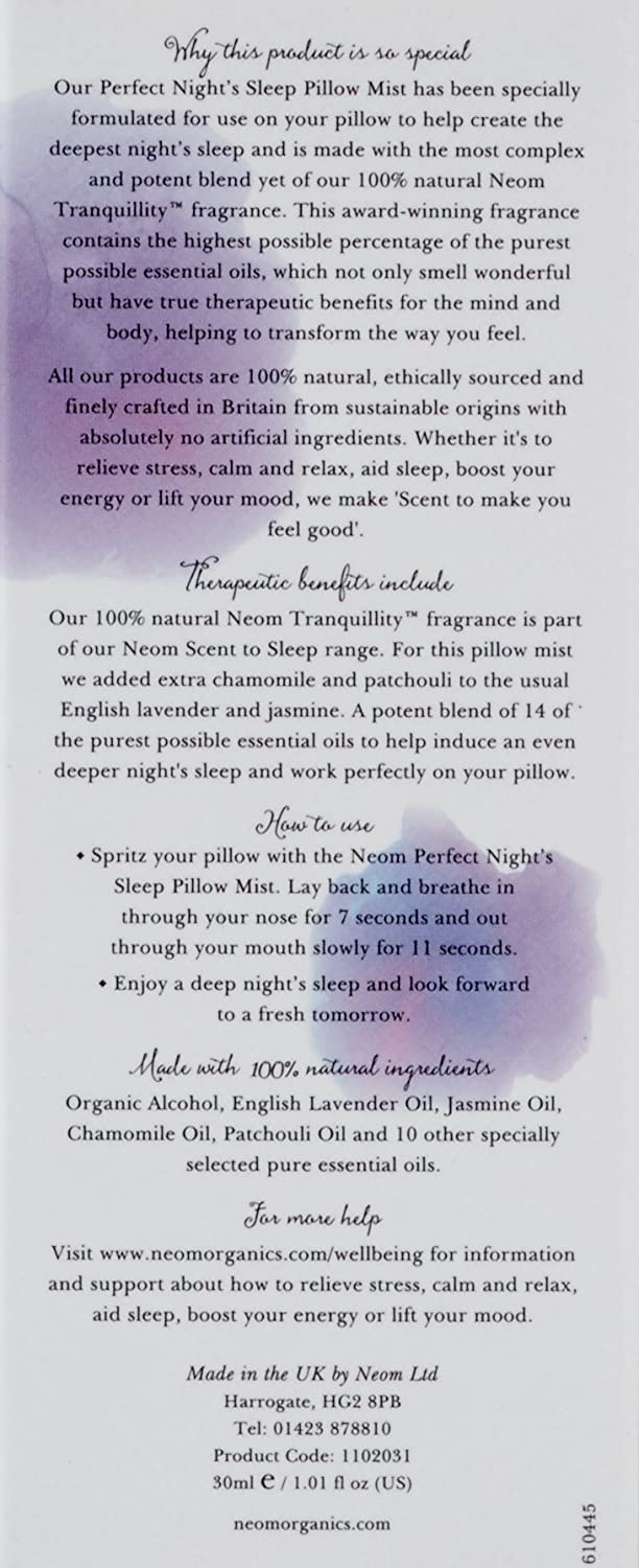 NEOM- Perfect Night's Sleep Pillow Mist Spray, 30ml, clear, 1 ml (Pack of 1) - Image 3