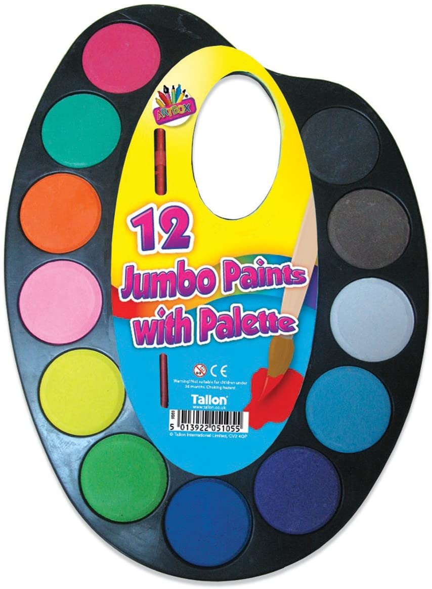 ART BOX Jumbo Paints on Palette Watercolour Paint Set, 5105, Multicolor