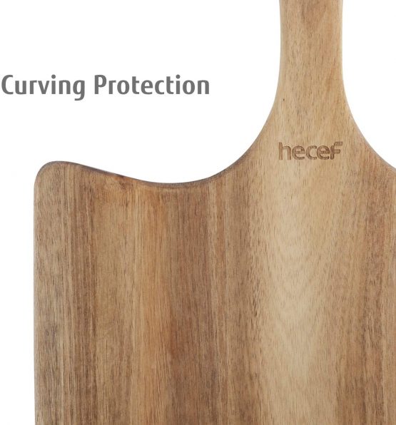 hecef Acacia Wood Pizza Peel, 12" Large Pizza Paddle & Cutting Board, Serving Board for Homemade Pizza, Cheese, Fruits & Cake - Image 4