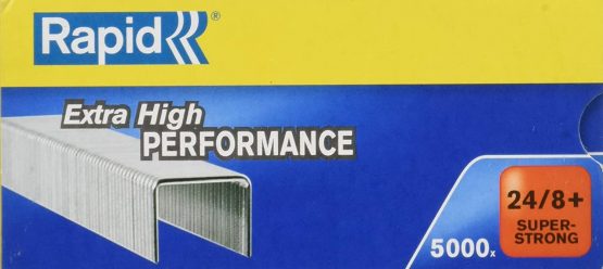 Rapid 2486010024 8+ Super Strong Staples, Hard Steel Wire, 8.5 mm Leg Length, 50 sheets, Pack of 5000