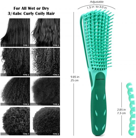 BESTOOL Detangling Brush for Black Natural Hair, Detangler Brush for Natural Black Hair Curly Hair Afro 3/4abc Texture, Faster and Easier Detangle Wet or Dry Hair with No Pain (Green) - Image 4