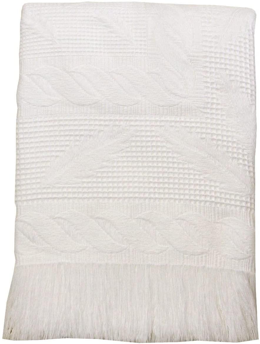 BabyPrem Baby Large Soft Acrylic Fern Shawl Blanket 122 x 122cm WHITE