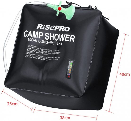 RISEPRO Solar Shower Bag 40L 10 gallons Solar Heating Camping Outdoor Shower Bag with Temperature Hot Water 45°C Hiking Climbing Picnic Beach - Image 3