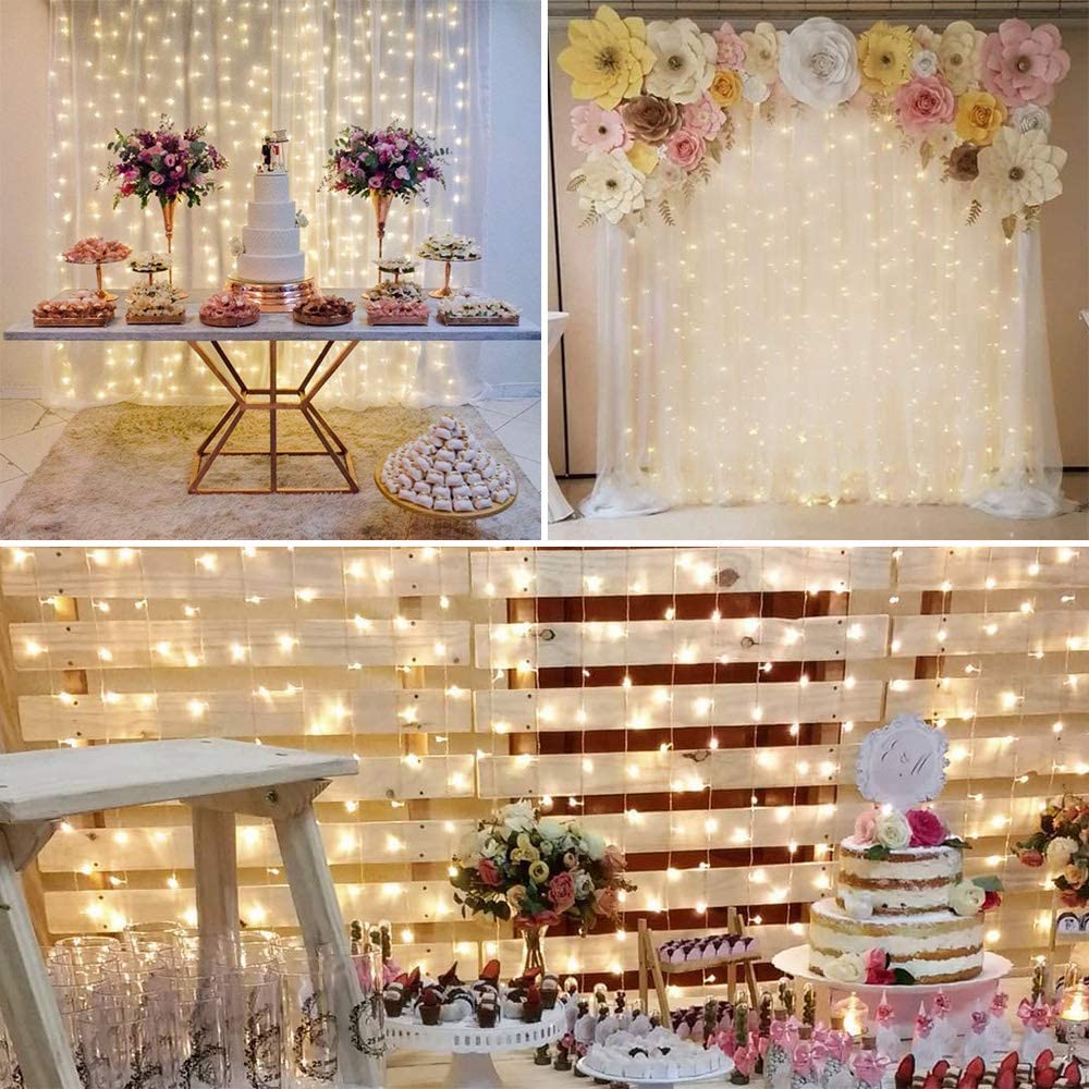 Lepro Curtain Lights Plug in, 3m x 3m 300 LED Warm White Curtain Fairy Lights - Image 2