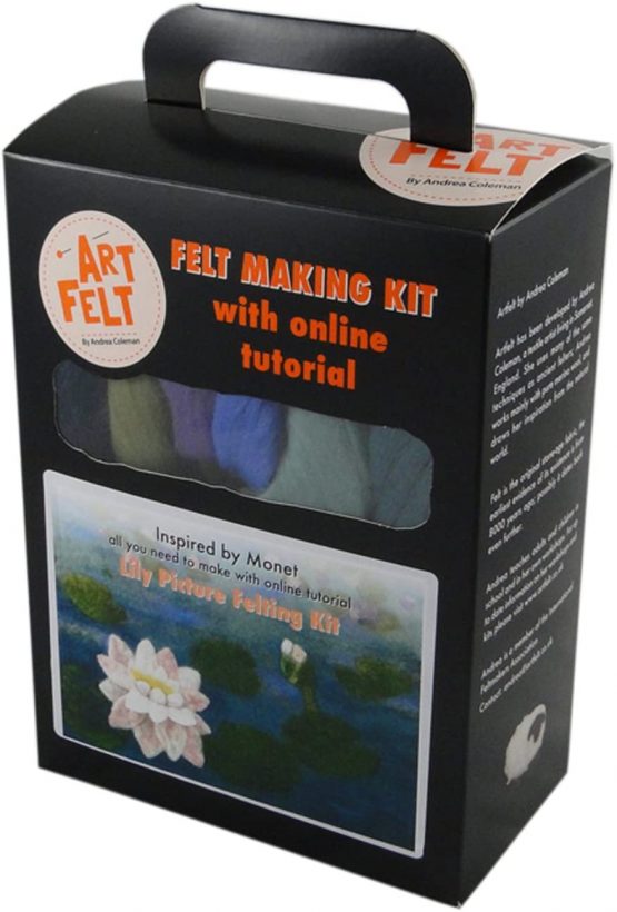 Artfelt Water Lily picture felt kit- a carefully designed felting kit to make a Water Lily picture inspired by Monet with online tutorial. - Image 3