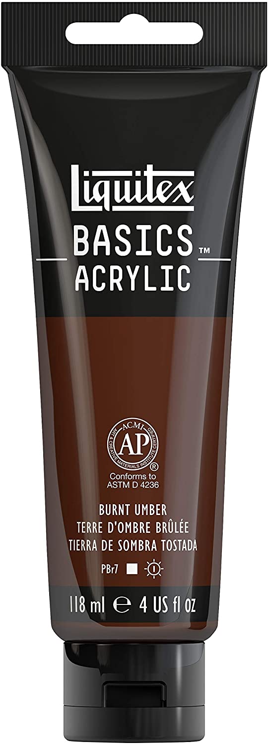 Liquitex Basics Acrylic, 118 ml Tube - Burnt Umber, 118 ml (Pack of 1)
