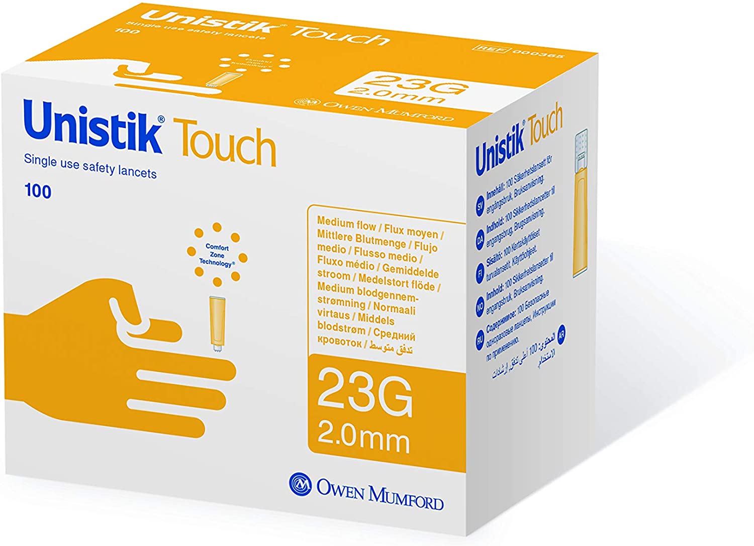 Unistik Touch, 23G- 2mm, 100 lancets per box
