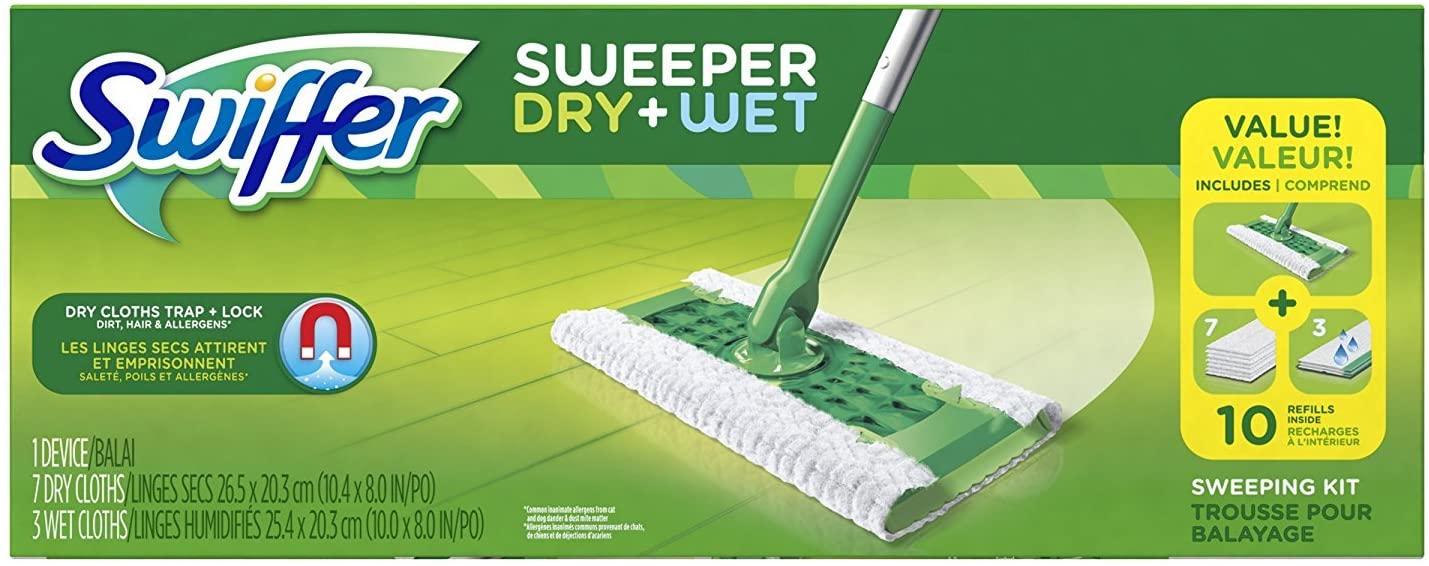 Swiffer Sweeper Floor Mop Starter Kit by Procter & Gamble Home Care, Starter Kit - 7 Dry, 3 Wet