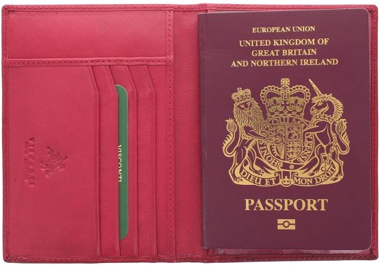 Visconti Polo Collection Leather Passport Holder RFID Blocking 2201 Fuchsia