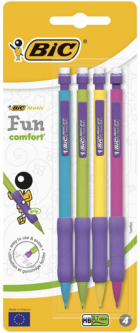 BIC Matic Fun Comfort 0.9mm Mechanical Pencils 4 Pack