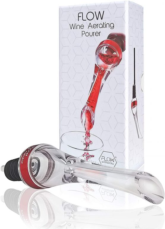 FLOW Wine Aerator Pourer Aerate Wines in Seconds, Professional Red Wine Aerating Non Drip Pourer with Integrated 150 Degree Pouring Spout For Easy Decanting, A Great Bar Gadget & Gift From FLOW Barware - Image 4