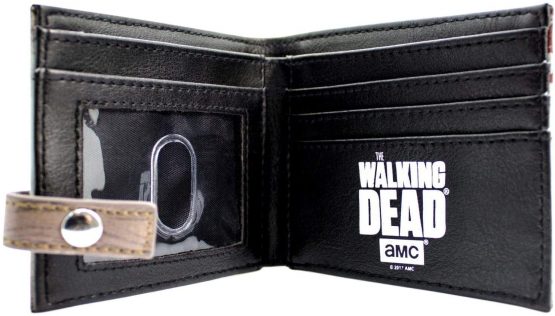 Walking Dead Dont Open Strap Buttoned Grey ID & Card Bi-Fold Wallet - Image 3