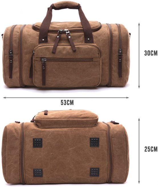 LOSMILE Large Travel Duffles,Holdall Travel Bags Weekend Bag Overnight Bag Carry On Luggage. (Brown) - Image 2