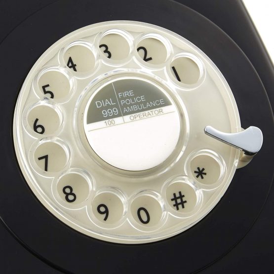 GPO 746 Rotary 1970s-Style Retro Landline Telephone, Classic Telephone with Ringer On/Off Switch, Curly Cord, Authentic Bell Ring for Home, Hotels- Black - Image 2