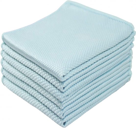 HIDMD Microfibre Cleaning Cloths Microfiber Lint free Cloths Towels Polishing Cloths for Dishes Glasses Car Windows Mirrors Screen TV Tablets Camera 30CM X 30CM 6 PACK Blue