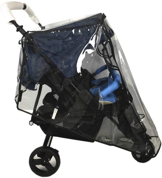 Universal Twins Stroller Raincover Double Raincover for Pushchair Side by Side Baby Stroller rain Cover for Pushchair Pram Buggy Rainproof Dustproof Windproof Rain Cover with Canopy and Zipper Door - Image 3