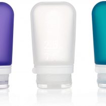 humangear GoToob+ 3-Pack - Medium 74ml GoToob+ Travel Bottle with locking cap 3-Pack - Medium 74ml - Clear/Purple/Turquoise, Medium