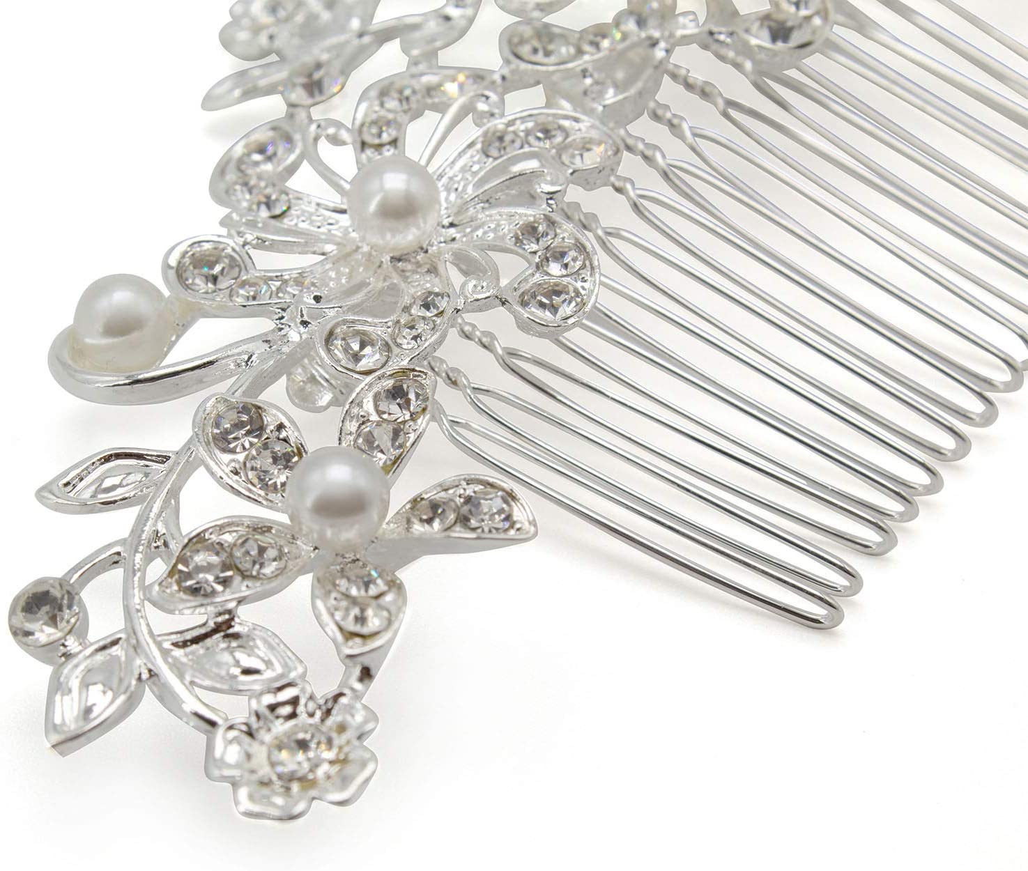 AKORD Bridal Silver Diamante Hair Comb Clip for Wedding/Party/Prom - Image 2