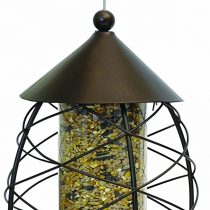 Rosewood Antique Lantern Seed Feeder for Wild Birds, bronze