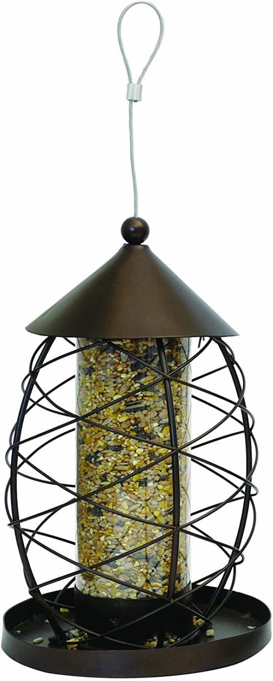 Rosewood Antique Lantern Seed Feeder for Wild Birds, bronze