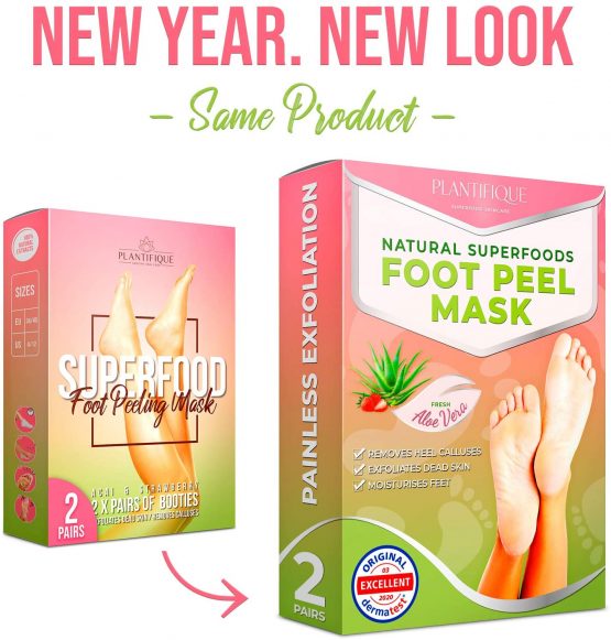 Foot Peel Mask with Strawberry by Plantifique - 2 Pack Foot Mask Dermatologically Tested - Repair Heels & Removes Dry Dead Skin for Soft Baby Feet - Exfoliating Foot Peel Mask for Hard Skin - Peeling - Image 2