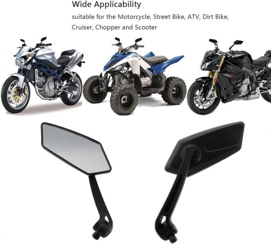 Osan pack of 2 universal acrylic/ABS plastic motorcycle rear view mirrors, 8 mm/10 mm, for Sport Choppers/Cruisers, black - Image 4