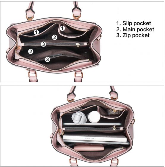 BOSTANTEN Women Leather Handbag Top Handle Shoulder Bag Designer Tote Bag Fashion Crossbody Bag for Ladies Pink - Image 2