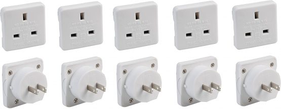 Invero® 5x Pack of UK to USA US America Canada Tourist Travel Plug Power Mains Adaptor - White