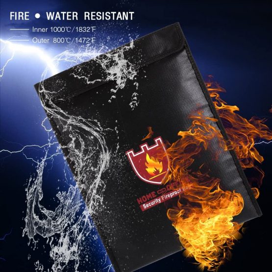 Fireproof Document Bag, 15" x 11" Solid Silicone Coated Fire Resistant & Water Resistant Money Bag Fireproof Safe Storage for Money, Documents, Jewelry, Zipper Closure for Maximum Protection - Image 3