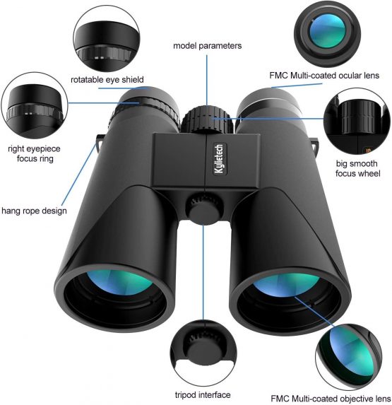 High Power Binoculars, Kylietech 12x42 Binocular for Adults with BAK4 Prism, FMC Lens, Fogproof & Waterproof Great for Bird Watching Travel Stargazing Hunting Concerts (Smartphone Adapter Included) - Image 3