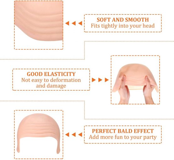 Bald Cap Bald Skin Thick Latex Head Cap Skin Skull Wig Cap Fancy Dress Cosplay Hat for Kids Adults - Image 3