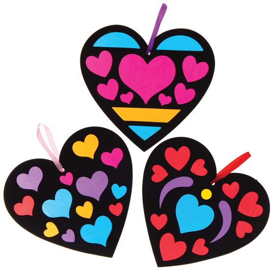 Baker Ross AT551 Heart Stained Glass Effect Decoration Kits - Pack of 6, Creative Valentine's Day Art and Craft Supplies for Kids to Make and Decorate - Image 4