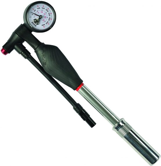 Zefal Z Shock Aluminium Shock Pump, 25 bar/360 psi, 235 g- Silver/Black - Image 4