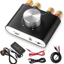 Nobsound Mini Bluetooth Power Amplifier Stereo Hi-Fi Digital Amp 2.0 Channel 50W×2 with AUX/USB/Bluetooth Input Wireless Audio Receiver PC Sound Card with Power Supply (Black)