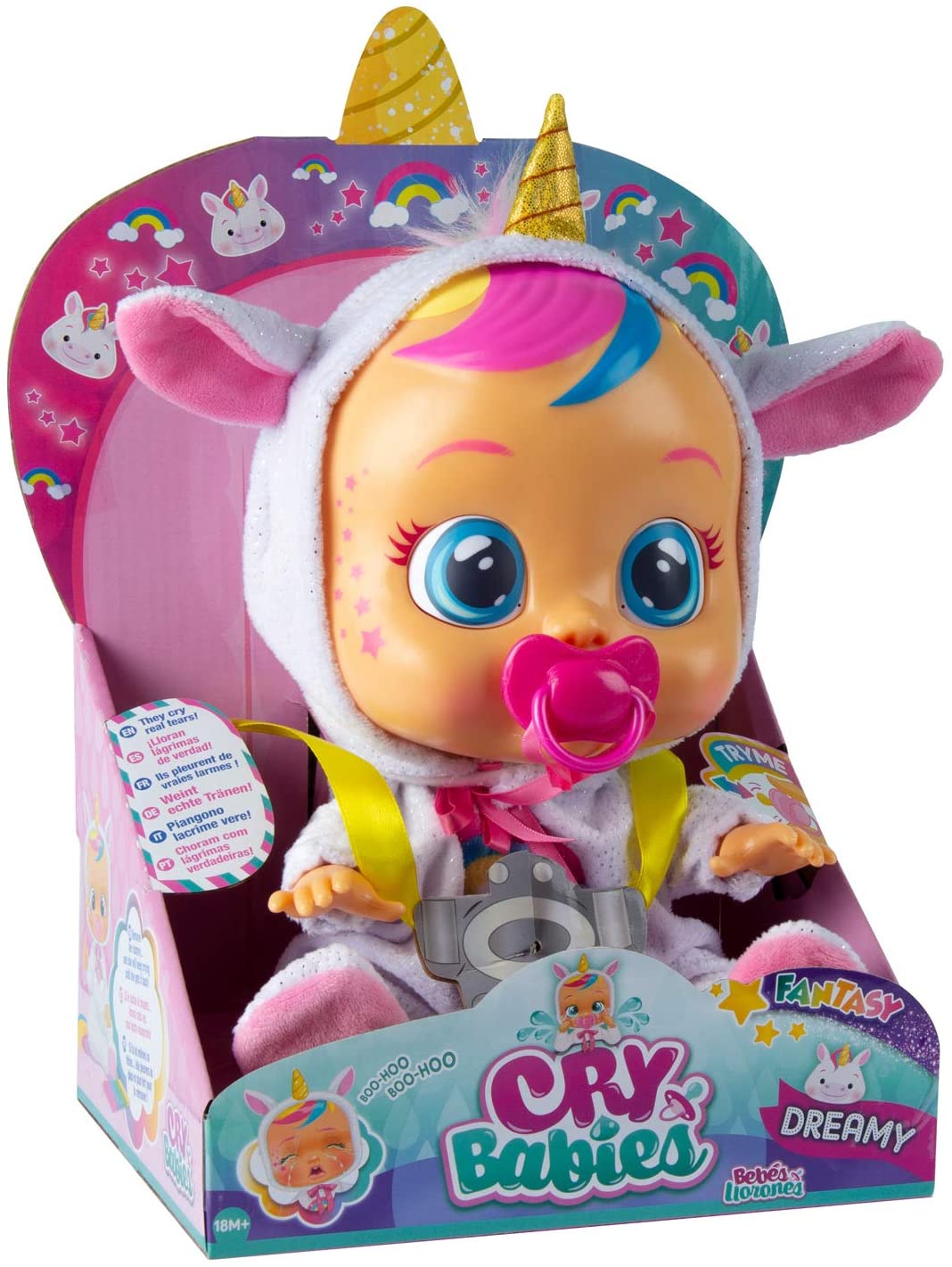 CRY BABIES Fantasy Deamy | Interactive Baby Doll that Cries Real Tears with Dummy & Pyjama - Toy for Kids +18 Months