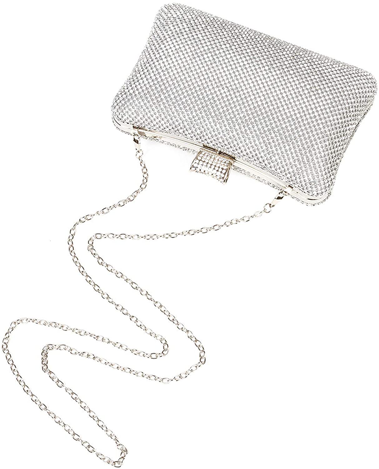 Evening Bags Wedding Party Handbags Sparkly Crystal Diamante Clutches Purses for Women, Silver - Image 4