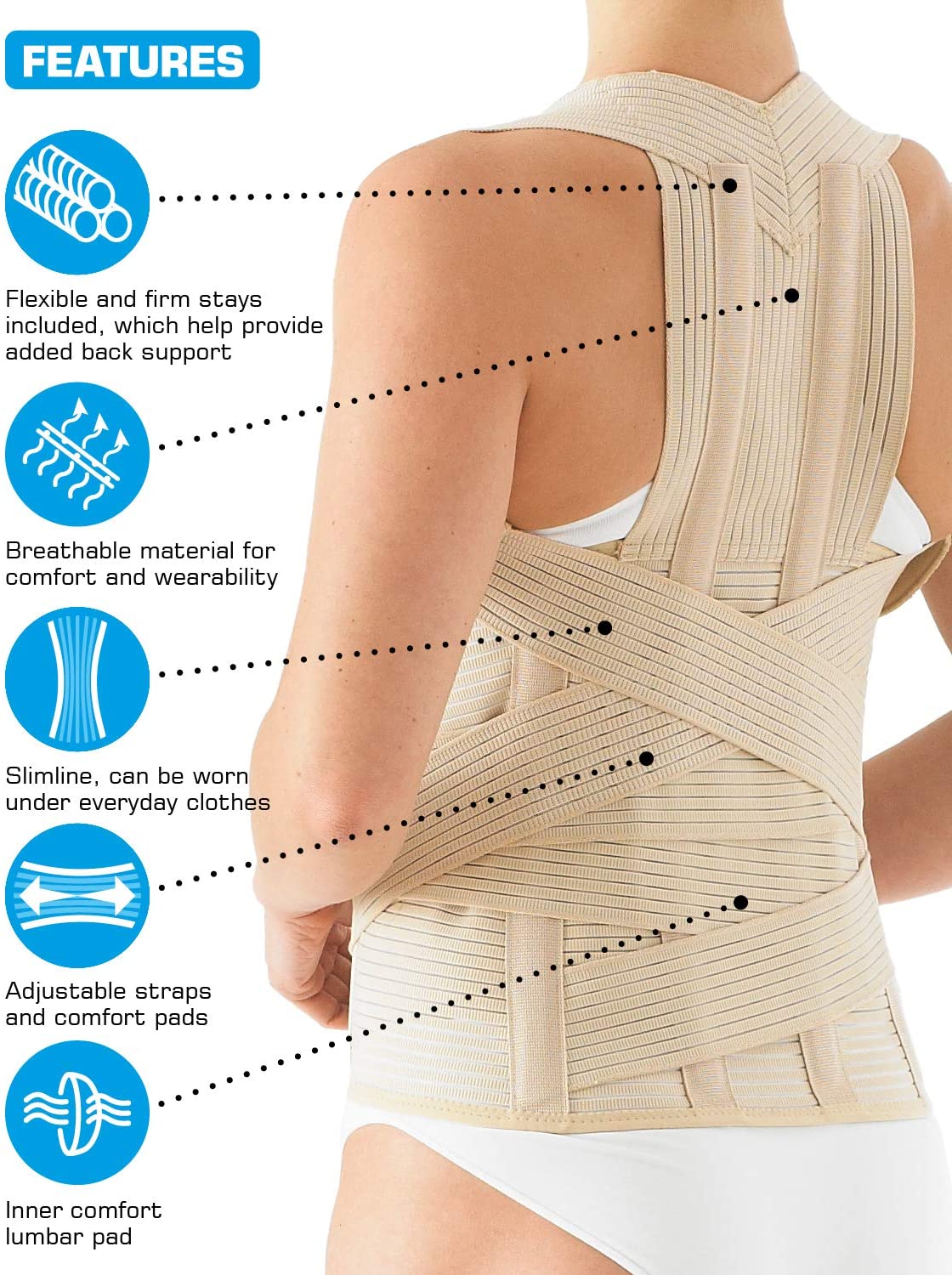 Neo-G Dorsolumbar Support Brace, Back Support for Early Kyphosis Lumbar Support, Rounded Shoulders, Back Pain Relief - Image 4