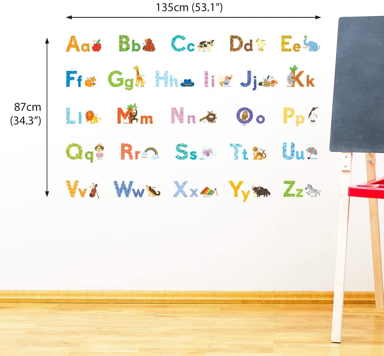 DECOWALL DS8-1608S Colorful Animal Alphabet ABC Kids Wall Stickers Peel and Stick Decals Removable Nursery Bedroom Living Room Art Murals - Image 3