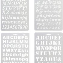 Alphabet Painting 4 PCS Assorted Styles Plastic Number and Letter Artistic Drafting Drawing Templates Stencil Set for DIY Craft Journal Photo Album Scrapbook Schedule Book Diary Art Projects
