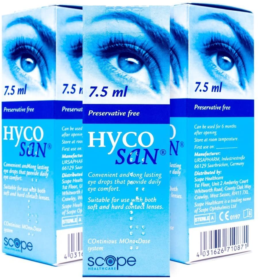 Hycosan Original, Triple Pack, Preservative Free Eyedrops, Sodium Hyaluronate 0.1%
