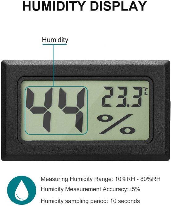 EEEKit 3-Pack Hygrometer Thermometer, LCD Digital Mini Digital Temperature Meter Humidity Gauge for Greenhouse Cars Home Office, Black - Image 3