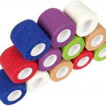 12 Pack Self Adherent Cohesive Bandages for Sports Travel First Aid Kit, Vet Wrap for Horses Dogs, 5 cm x 1.8 Metres, 6 Colours