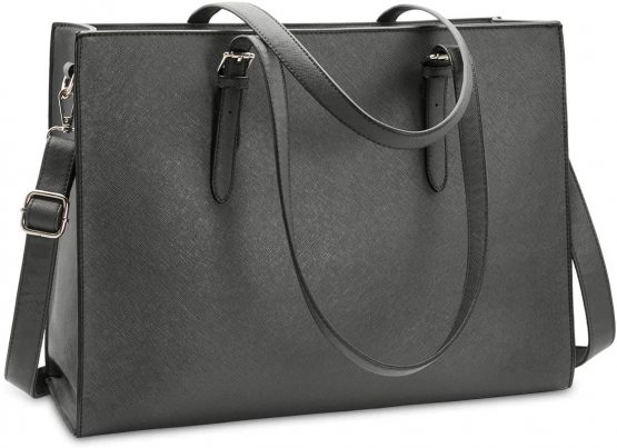 Laptop Bags for Women 15.7 inch Large Leather Tote Bag Ladies Laptop Handbag Computer School Shoulder Bag Business Work Bag Grey
