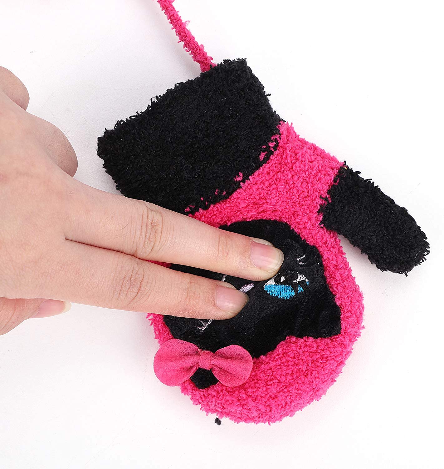 Squeaky Baby Cartoon Gloves Toddler Cute Winter Warm Full Finger Mittens Hanging Neck Velvet Lined Knitted Mitts for Infants Kids Boys Girls 1-3 Years Old Birthday Gifts - Image 4